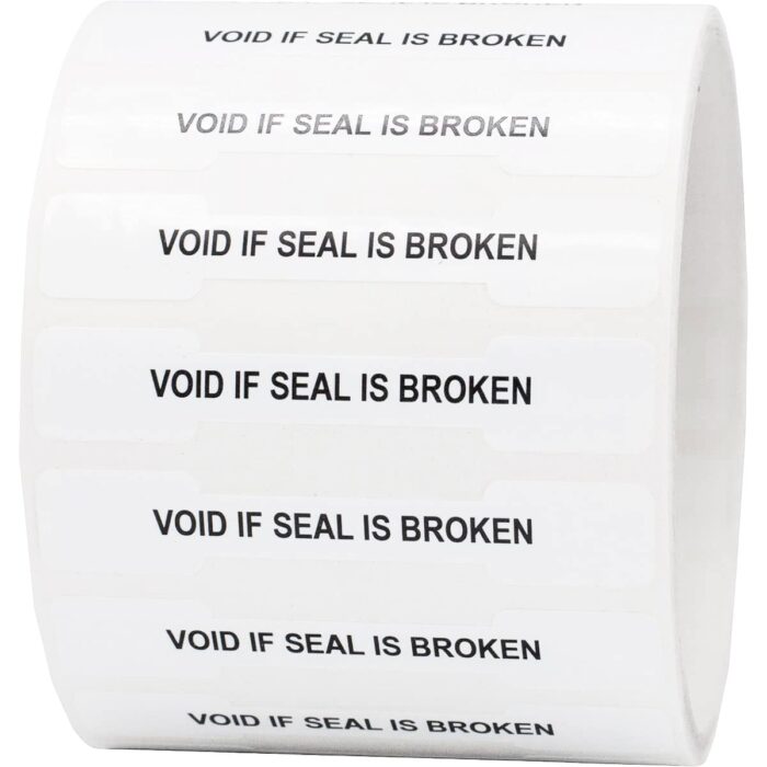 White Void If Seal Is Broken Tamper Seals | Barbell Shaped White Void If Seal Is Broken Tamper Seals | Barbell Shaped