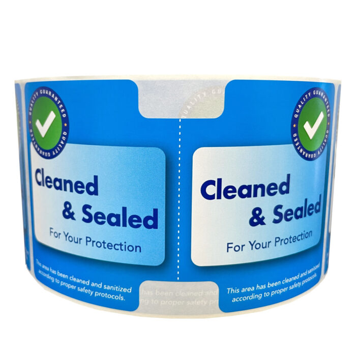 Cleaned and Sealed Door Tamper Decals | 2.875 x 5" Barbell Shape Cleaned and Sealed Door Tamper Decals | 2.875 x 5" Barbell Shape