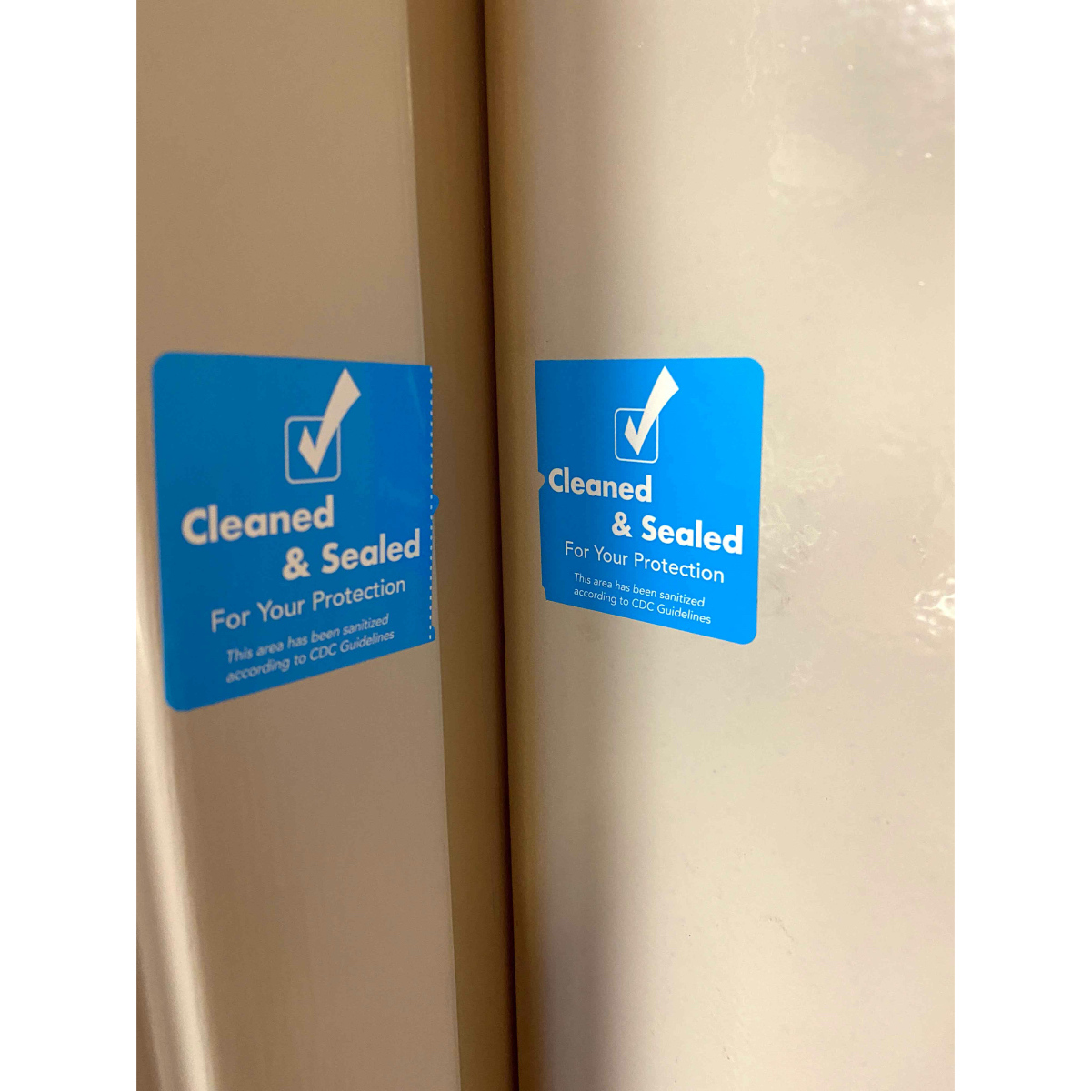 Cleaned and Sealed Blue Tamper Door Safety Seals | 2″ x 4″ Cleaned and Sealed Blue Tamper Door Safety Seals | 2″ x 4″