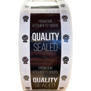 Quality Sealed Food Delivery Labels | Black and White Quality Sealed Food Delivery Labels | Black and White