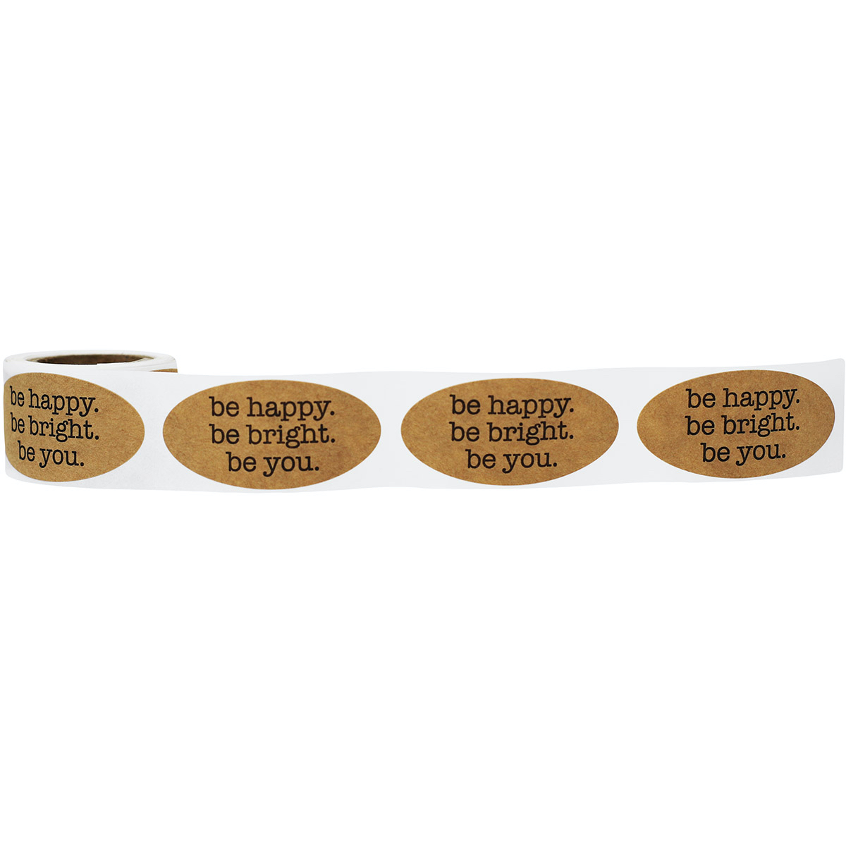 1 x 2" Oval Natural Kraft Be Happy. Be Bright. Be You. Stickers - Qty 50 1 x 2" Oval Natural Kraft Be Happy. Be Bright. Be You. Stickers - Qty 50