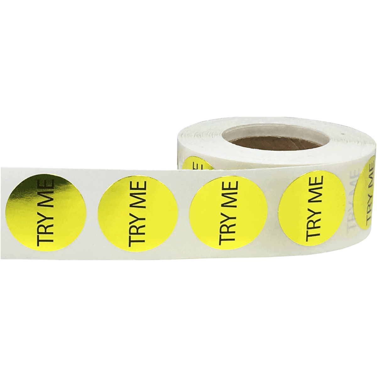 Gold Metallic Plastic Try Me Stickers 3/4" Round Gold Metallic Plastic Try Me Stickers 3/4" Round