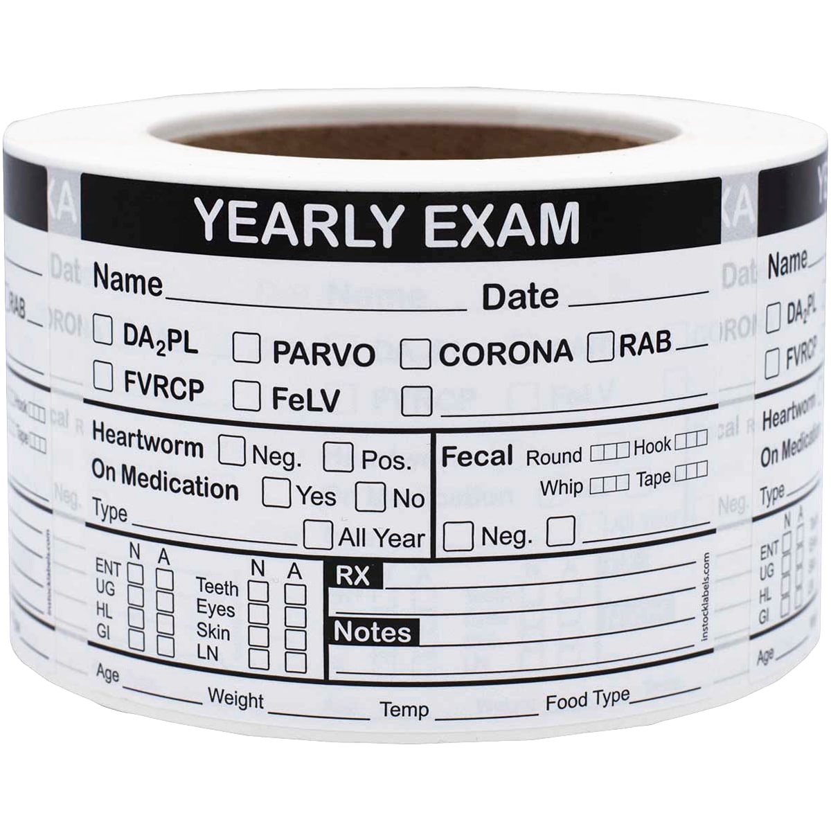 Pet Veterinarian Yearly Exam Labels | 3" x 4" Pet Veterinarian Yearly Exam Labels | 3" x 4"