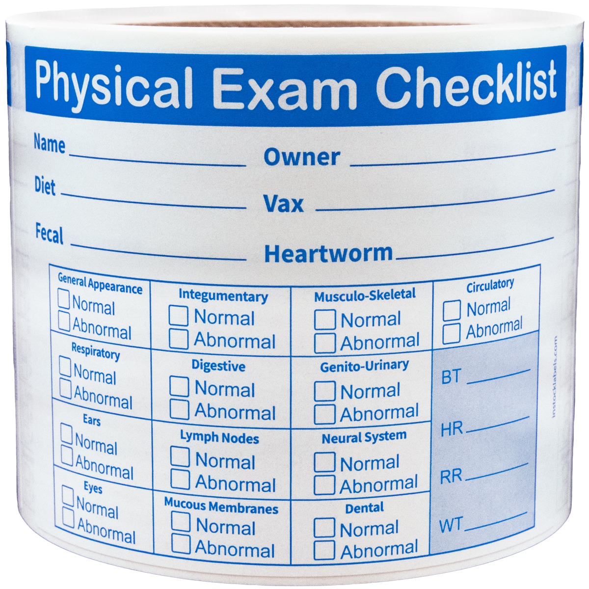 Pet Physical Exam Checklist Veterinarian Labels | 3" x 4" Pet Physical Exam Checklist Veterinarian Labels | 3" x 4"
