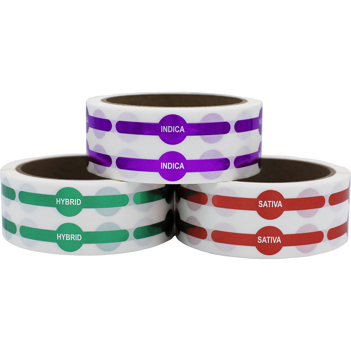 Metallic Hybrid, Indica, and Sativa Vial Tube Labels Bundle 0.6 circle (0.25 band) x 2.5" Vial Tube Metallic Hybrid, Indica, and Sativa Vial Tube Labels Bundle 0.6 circle (0.25 band) x 2.5" Vial Tube