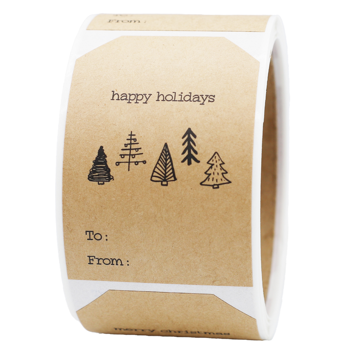 Boho Christmas Tree Kraft Gift Tag Stickers 25 Qty Boho Christmas Tree Kraft Gift Tag Stickers 25 Qty