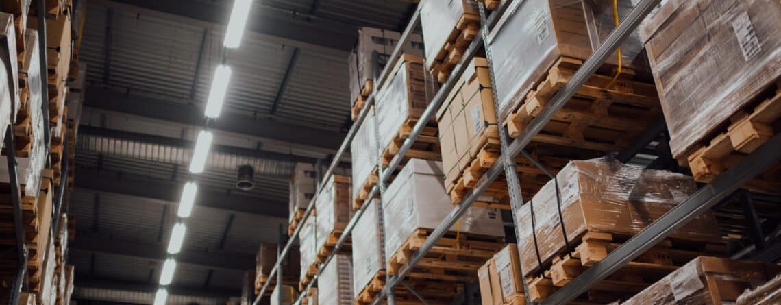 Warehouse boxes stacked
