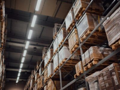 Warehouse boxes stacked